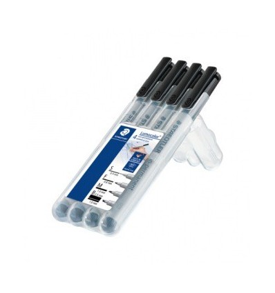 Набор маркеров неперманентных STAEDTLER Lumocolor, 4шт- S,B,M,F, черные, в пластиковом пенале