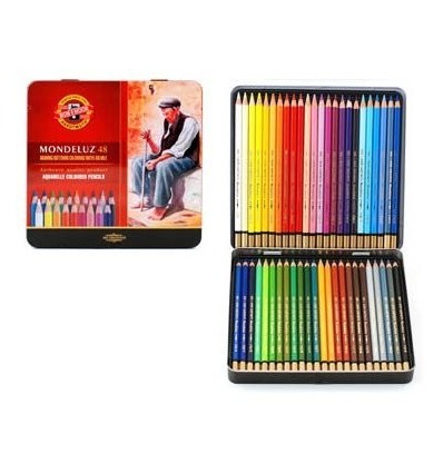 Набор акварельных цветных карандашей Koh-I-Noor MONDELUZ 3726, металлическая коробка, 48 цветов
