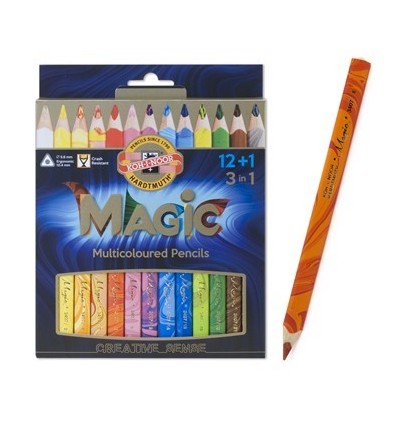 Набор карандашей с многоцветным грифелем Koh-I-Noor MAGIC 3408, 12 карандашей + 1 блендер