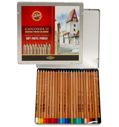Набор цветных пастельных карандашей KOH-I-NOOR Gioconda, 24 цвета в металлической коробке