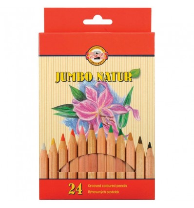 Набор цветных карандашей Koh-I-Noor Jumbo Natur 2174, утолщенный корпус D-10мм, 24 цвета
