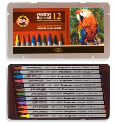 Набор цветных акварельных карандашей Koh-I-Noor Progresso 8782, 12 цветов в метал. коробке