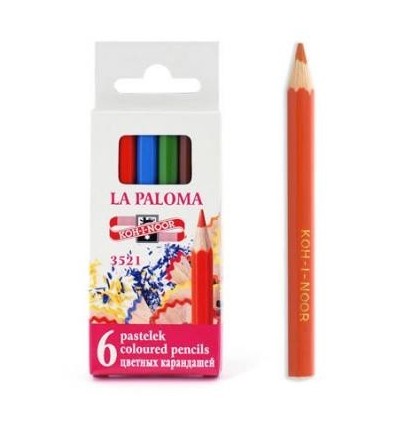 Набор цветных карандашей Koh-I-Noor Jumbo 3521, утолщенный корпус D-10мм, 6 цветов, 1/2 карандаша
