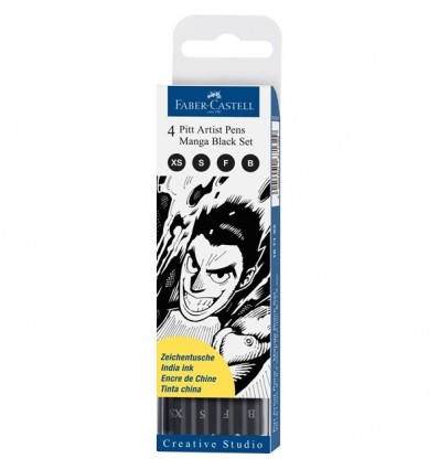 Капиллярные ручки FABER-CASTELL Pitt Pens Manga black, 4 шт (XS,S,F,B) черные