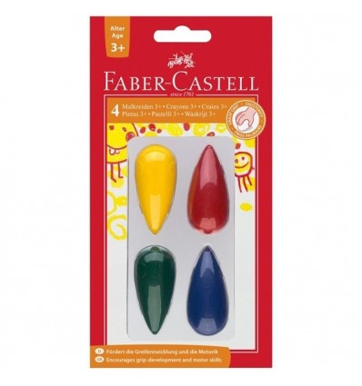 Цветные восковые мелки FABER-CASTELL, 4 цвета в блистере