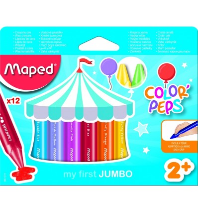 Восковые мелки MAPED Color'peps JAMBO 861311, 12 цветов.