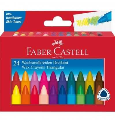 Цветные восковые мелки FABER-CASTELL TRIANGULAR, 24 цвета