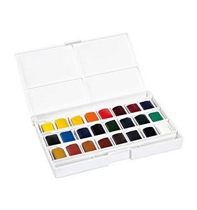 Набор акварели LEFRANC&BOURGEOIS "FINE" 24 цвета в кюветах в пластиковой коробке