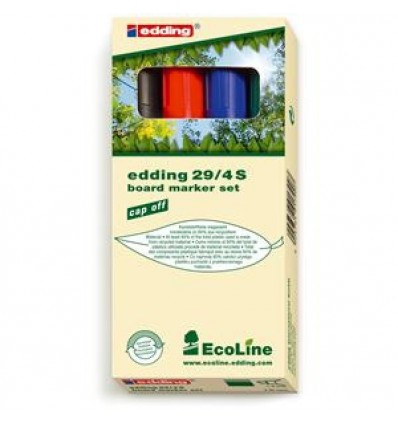 Набор маркеров для досок EDDING E-29 EcoLine 1-5мм скошенный наконечник, 4 цвета