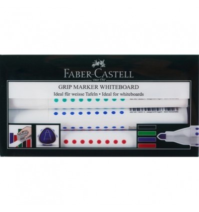Набор маркеров FABER-CASTELL GRIP для доски, круглый наконечник, 2,5мм, 4 цвета,158304