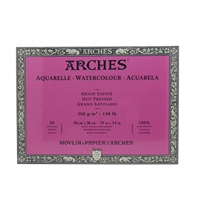 Альбом для акварели Arches Satin 23*31см, 300гр. 20л., бумага гладкая, склейка по 4-м сторонам