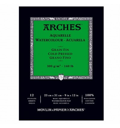 Альбом для акварели Arches Satin 23*31см, 300гр. 12л., бумага гладкая, склейка