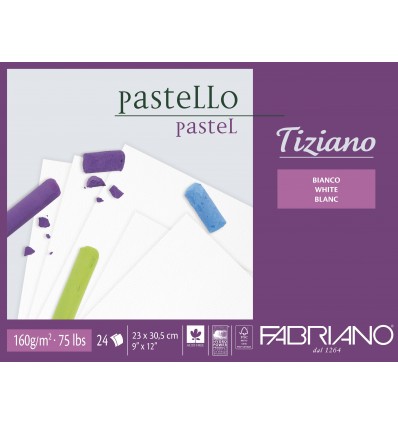 Альбом для пастели Fabriano Tiziano 23x30,5см, 160гр. 24л., белый, Склейка