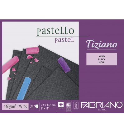 Альбом для пастели Fabriano Tiziano 23x30,5см, 160гр. 24л., бумага черная, Склейка