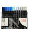 Набор маркеров  ZIG Kurecolour Fine&Brush for Manga Sky&Ocean Blue Tones, 2 пера (кисть и тонкое) Синие оттенки 12 шт