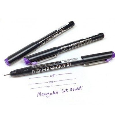 Набор ручек капиллярных ZIG Mangaka, 8 шт, перья: (0.1, 0.2, 0.8мм,) фиолетовые