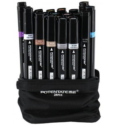 Набор спиртовых маркеров Potentate Bag Set 24 цветов (alcohol based)