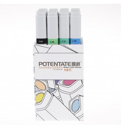 Набор пигментных маркеров Potentate Box Set 12 цветов ((water based)