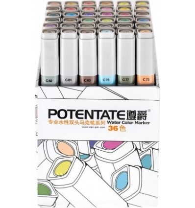 Набор пигментных маркеров Potentate Box Set 36 цветов ((water based)