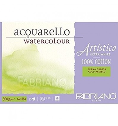 Альбом для акварели Fabriano Artistico Extra White Torchon 12,5x18см, 300гр., 25л., крупное зерно, склейка по 4-м сторонам