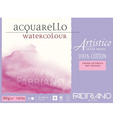 Альбом для акварели Fabriano Artistico Extra White Satin 30,5x45,5см, 300гр., 20л., бумага клейкая, склейка по 4-м сторонам