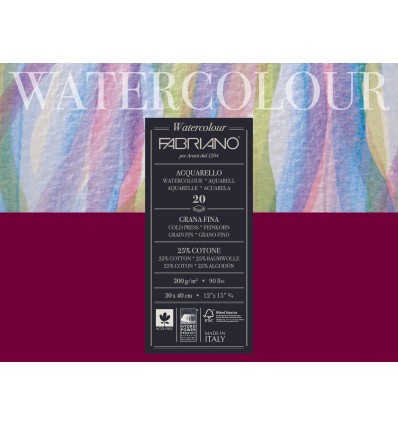 Альбом для акварели Fabriano Watercolour Studio FIN 30x40см, 200гр., 20л., мелкое зерно, склейка по 4-м сторонам