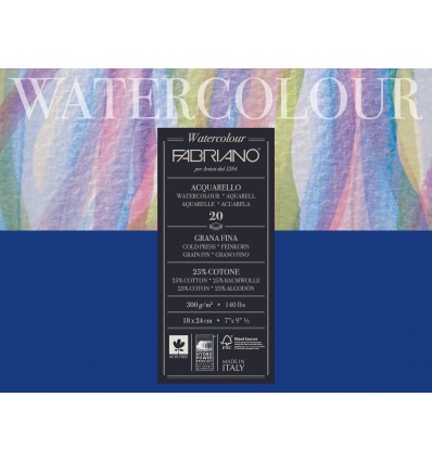Альбом для акварели Fabriano Watercolour Studio FIN 18x24см, 300гр., 20л., мелкое зерно, склейка по 4-м сторонам