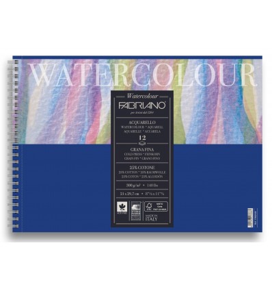 Альбом для акварели Fabriano Watercolour Studio FIN 21x29,7см, 300гр., 12л., мелкое зерно, спираль