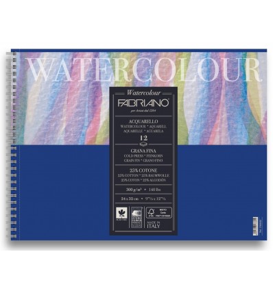 Альбом для акварели Fabriano Watercolour Studio FIN 24x32см, 300гр., 12л., мелкое зерно, спираль