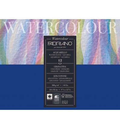 Альбом для акварели Fabriano Watercolour Studio FIN 24x32см, 300гр., 12л., мелкое зерно, склейка