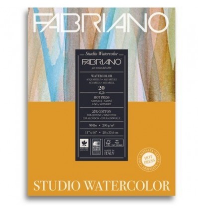 Альбом для акварели Fabriano Watercolour Studio Satin 20,3x25,4см, 200гр., 20л., бумага гладкая, склейка