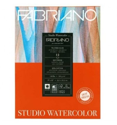 Альбом для акварели Fabriano Watercolour Studio Satin 28x35,6см, 300гр., 12л., бумага гладкая, склейка