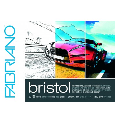 Альбом для зарисовок Fabriano Bristol 21x29,7см, 240гр., 20л., Бумага гладкая, склейка