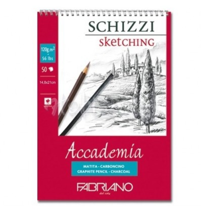 Альбом для зарисовок Fabriano Accademia 14,8x21см, 120гр., 50л., Бумага мелкозернистая, спираль