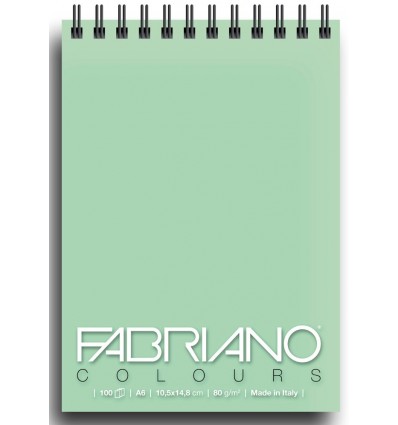Альбом для зарисовок Fabriano Writing Colors 10,5x14,8см, 80гр., 100л., Цвет бумаги: Аквамарин, спираль