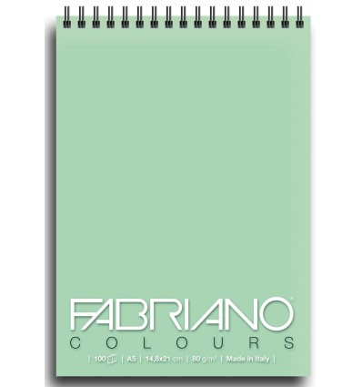 Альбом для зарисовок Fabriano Writing Colors 14,8x21см, 80гр., 100л., Цвет бумаги: Аквамарин, спираль