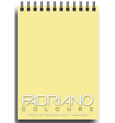 Альбом для зарисовок Fabriano Writing Colors 10,5x14,8см, 80гр., 100л., Цвет бумаги: Желтый, спираль
