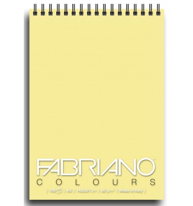Альбом для зарисовок Fabriano Writing Colors 14,8x21см, 80гр., 100л., Цвет бумаги: Желтый, спираль