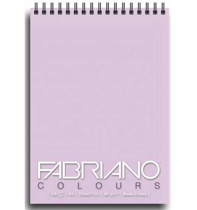 Альбом для зарисовок Fabriano Writing Colors 14,8x21см, 80гр., 100л., Цвет бумаги: Лаванда, спираль
