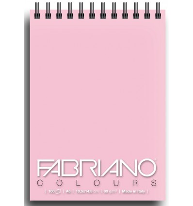 Альбом для зарисовок Fabriano Writing Colors 10,5x14,8см, 80гр., 100л., Цвет бумаги: Розовый, спираль
