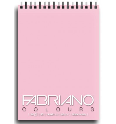 Альбом для зарисовок Fabriano Writing Colors 14,8x21см, 80гр., 100л., Цвет бумаги: Розовый, спираль
