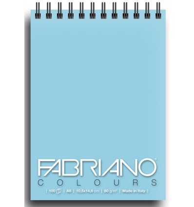 Альбом для зарисовок Fabriano Writing Colors 10,5x14,8см, 80гр., 100л., Цвет бумаги: Селеста, спираль