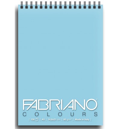 Альбом для зарисовок Fabriano Writing Colors 14,8x21см, 80гр., 100л., Цвет бумаги: Селеста, спираль