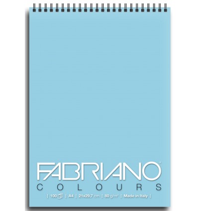 Альбом для зарисовок Fabriano Writing Colors 21x29,7см, 80гр., 100л., Цвет бумаги: Селеста, спираль