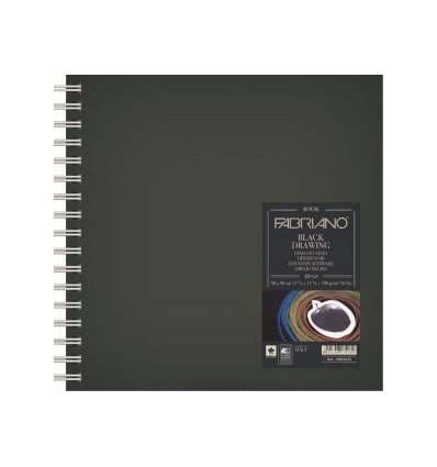Скетчбук для зарисовок Fabriano BlackDrawingBook 30x30см, 190гр., 40л., Бумага черная, спираль