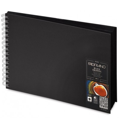 Скетчбук для зарисовок Fabriano BlackDrawingBook 14,8x21см, 190гр., 40л., Бумага черная, спираль