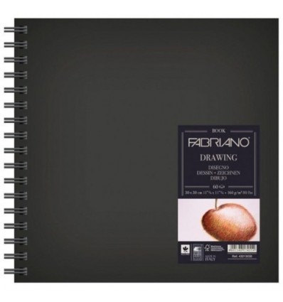 Скетчбук для зарисовок Fabriano Drawingbook 30x30см, 160гр., 60л., Бумага мелкозернистая, спираль