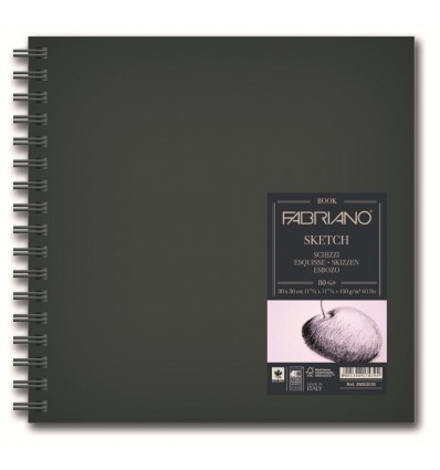 Скетчбук для зарисовок Fabriano Sketchbook 30x30см, 110гр., 80л., Бумага мелкозернистая, спираль
