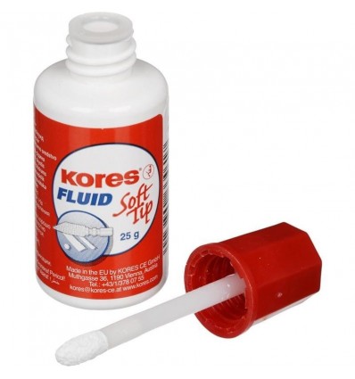 Корректирующая жидкость Kores Fluid Soft Tip, быстросохнущая 25мл., с поролоновой губкой