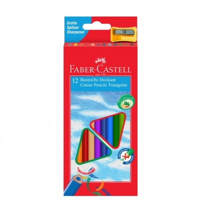 Набор цветных трехгранных карандашей FABER-CASTELL ECO, 12 цвеов, в картон коробке c точилкой